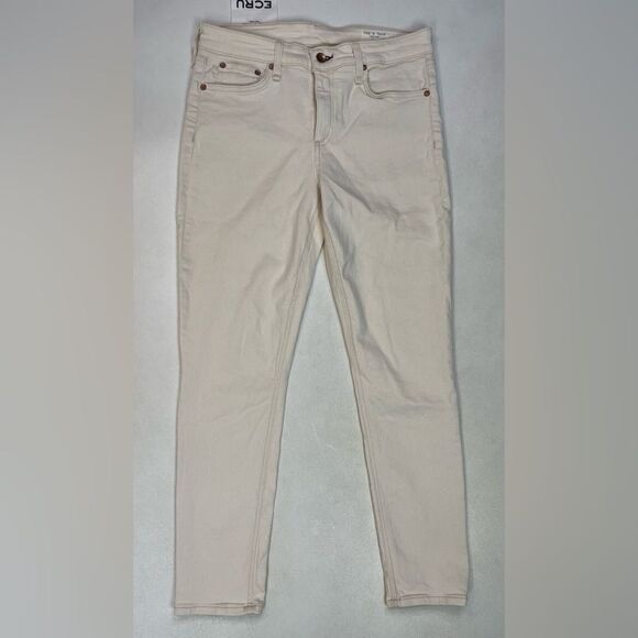 Rag & Bone Cate Ecru Mid Rise Ankle Skinny Women Size 29 Cream - Picture 1 of 13